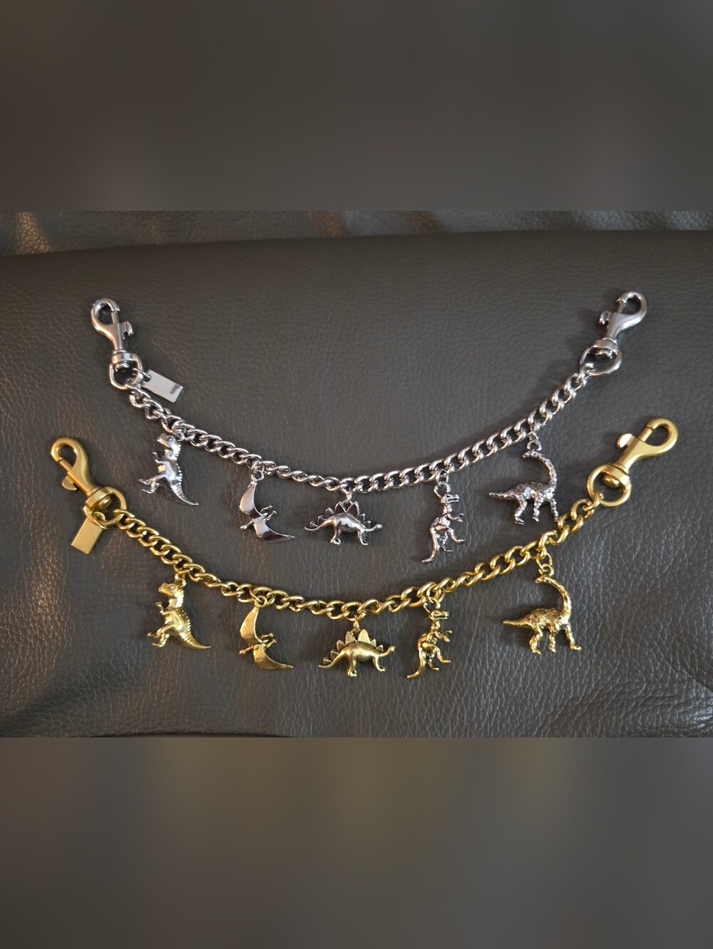 Dinosaur Bag Charm  Silver or Gold Pick One